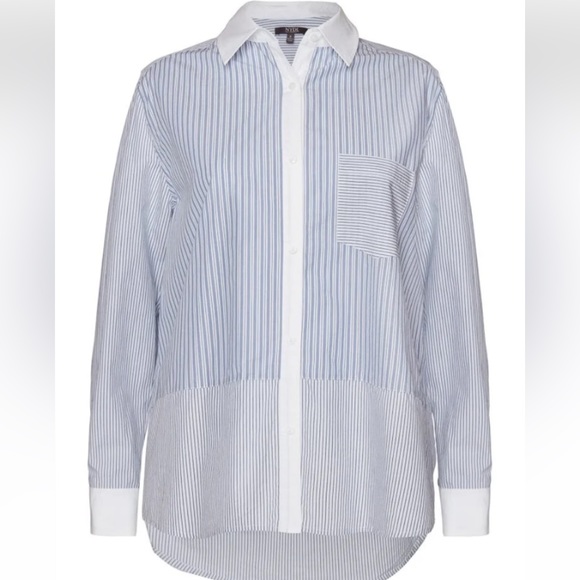 NYDJ Blue Striped Blouse NWOT - Picture 2 of 4